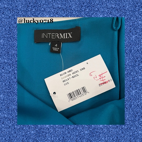 Intermix NWT Teal Blue Parker Mini Dress Sz 4 - Picture 7 of 8